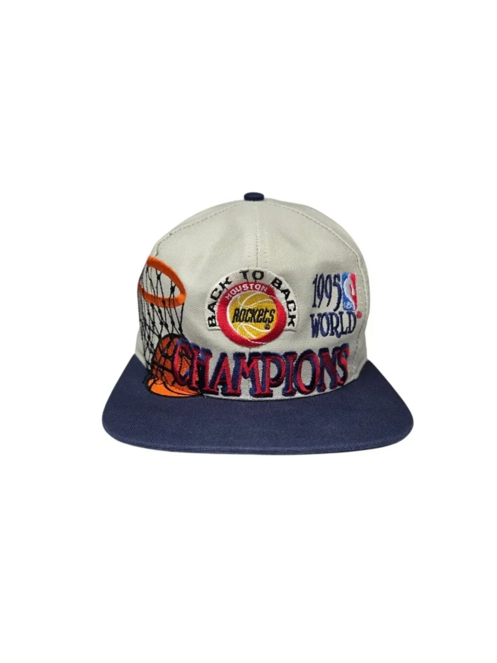 Vintage Houston Rockets 1995 NBA World Champions Back-To-Back Snapback Hat 90s